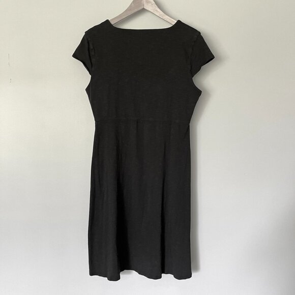 Toad & Co Dress Size Large Rosemarie Cap Sleeve Knee Length Black Organic Cotton - Picture 6 of 10